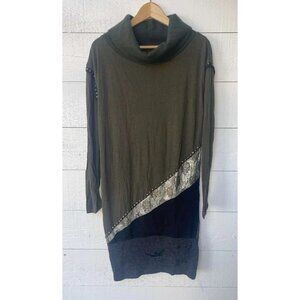 Anthropologie Studded Embellished Print Vintage Turtle Dress S